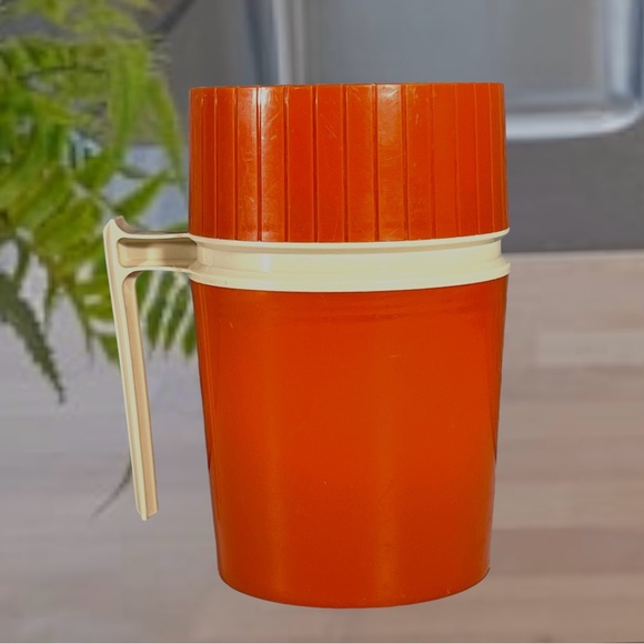 Thermos Brand ORANGE vaccuum bottle Retro Vintage Hipster Boho Camping Hiking - Picture 1 of 15